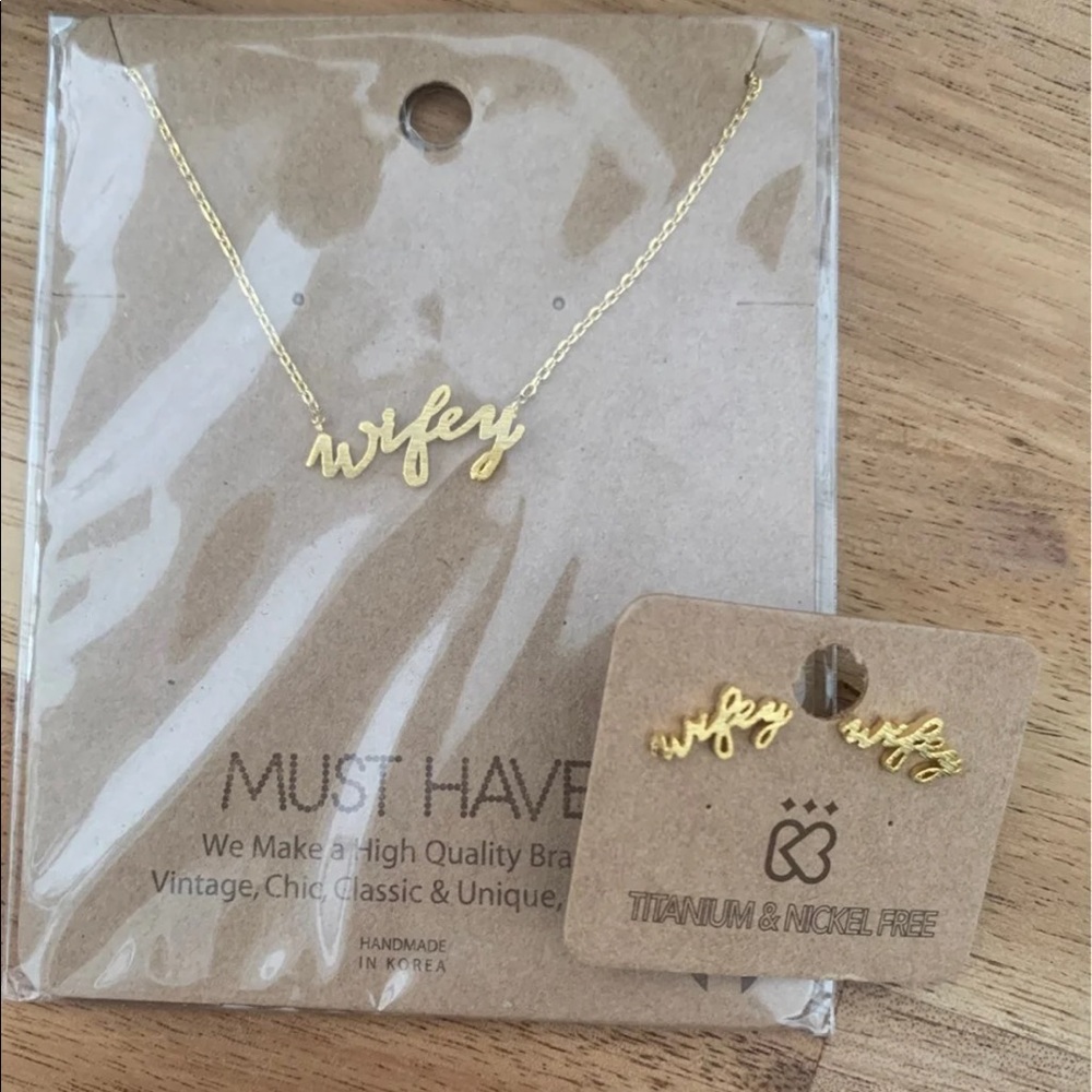 Wifey Necklace and Earring Set